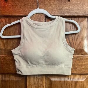 Beige Ribbed Crop Top